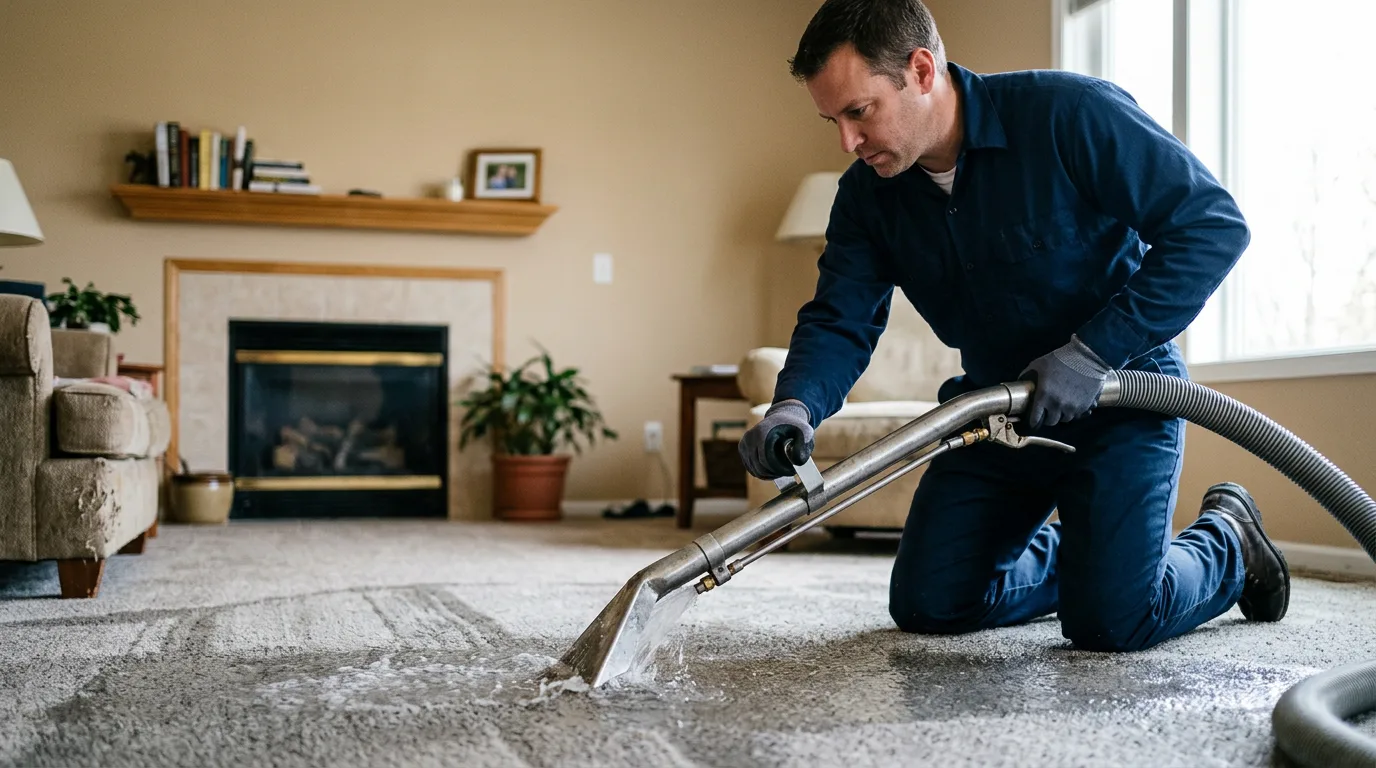 Water damage restoration technician working near Newcastle, OK